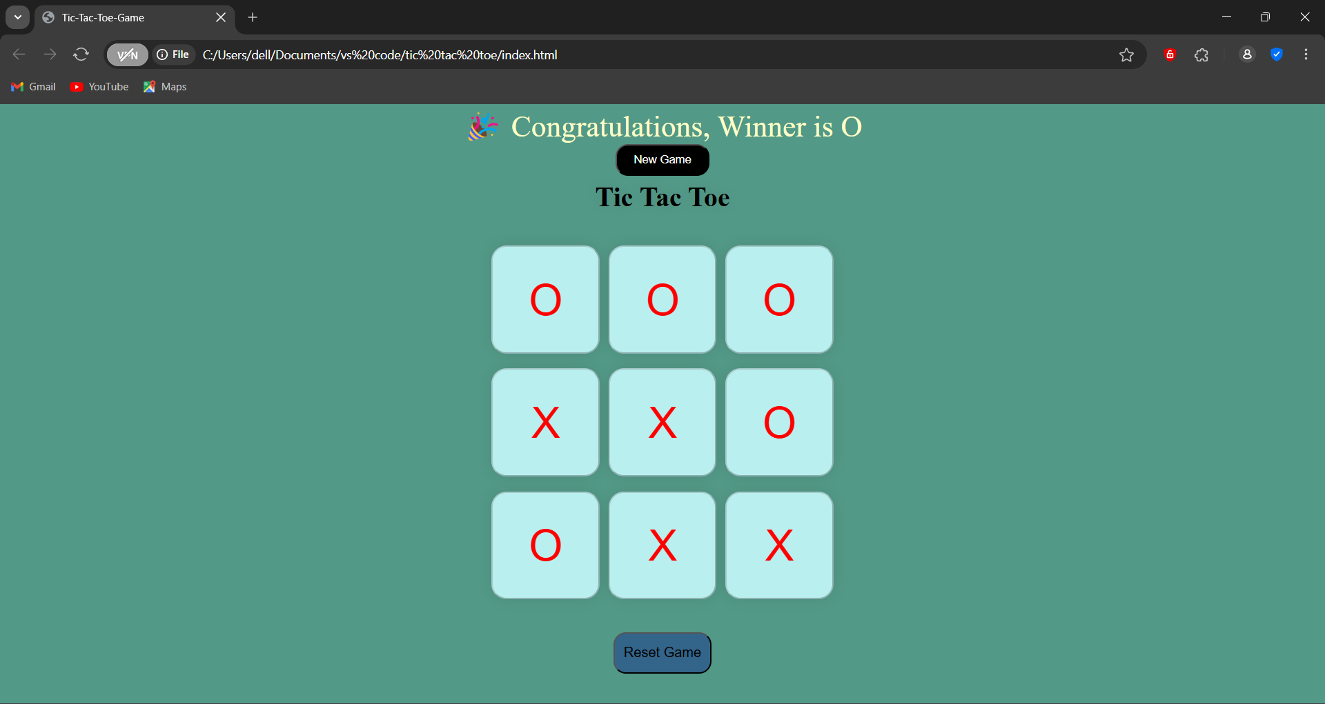 Tic Tac Toe Game